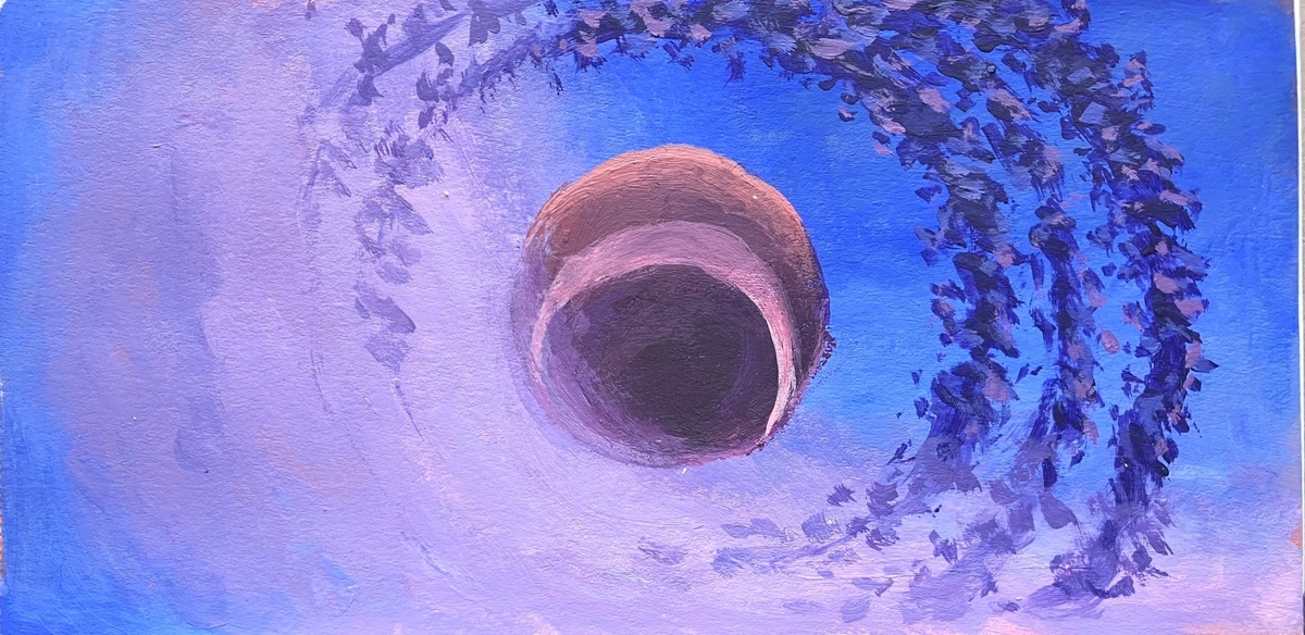 Acrylic Paiting on paper of scars planet, same framing as mumbose photo