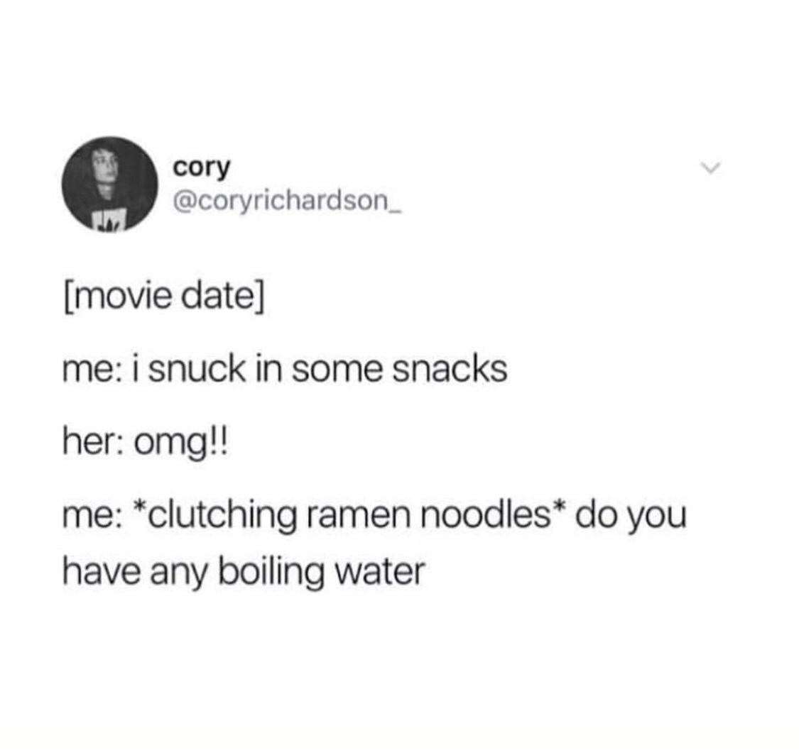 Cup of noodles is the supreme movie food