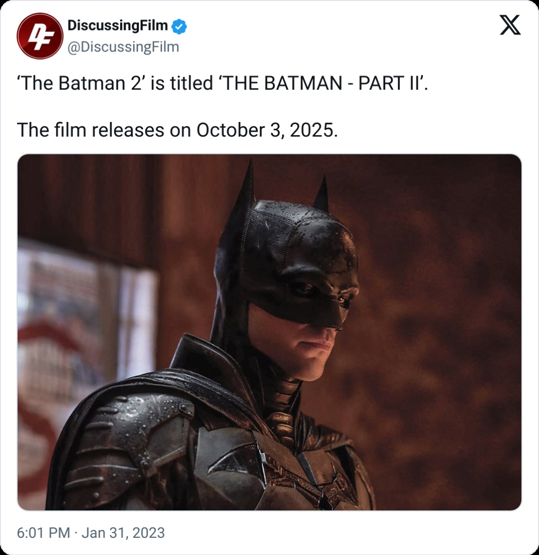 "The Batman Part II" releases in theaters tomorrow!