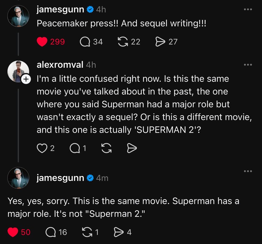 UPDATE: James Gunn clarifies that the "sequel" project he is working on is not "Superman 2"