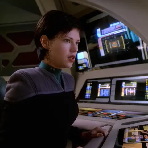 Ezri faking radio static, saying "KSHHH I'm not reading you very well, there's KSHHH interference"