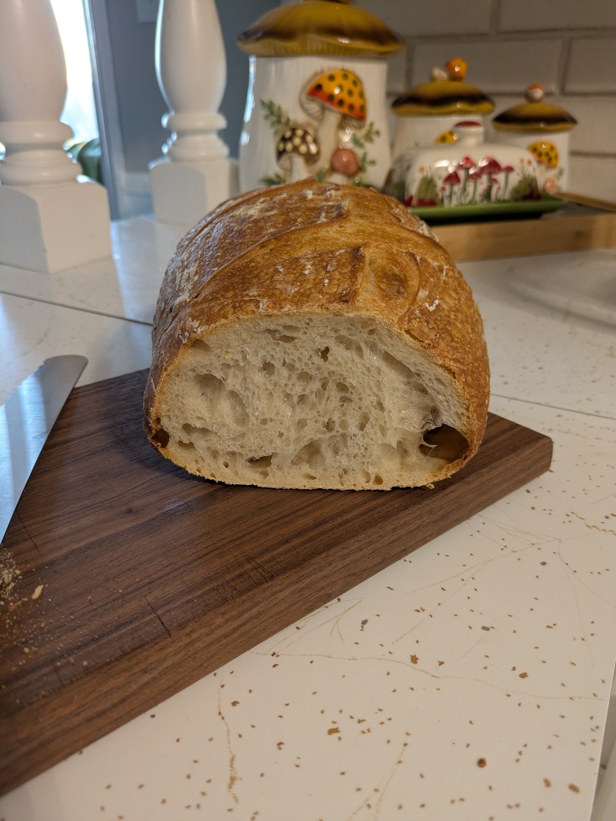 Bread on a counter.